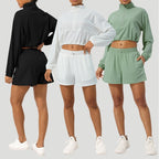 Womens Activewear Fitness  75%nylon 25%spandex 2 Piece Set 2418 jactket shorts Set print logo 9