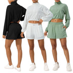 Womens Activewear Fitness  75%nylon 25%spandex 2 Piece Set 2418 jactket shorts Set print logo 2