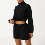 Womens Activewear Fitness  75%nylon 25%spandex 2 Piece Set 2418 jactket shorts Set print logo 10