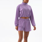 Womens Activewear Fitness  75%nylon 25%spandex 2 Piece Set 2418 jactket shorts Set print logo 34