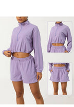 Womens Activewear Fitness  75%nylon 25%spandex 2 Piece Set 2418 jactket shorts Set print logo 19