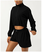 Womens Activewear Fitness  75%nylon 25%spandex 2 Piece Set 2418 jactket shorts Set print logo 36