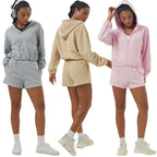 Womens Sportswear Workout 100%polyester Hoodie Shorts Set 2446 Set print logo 51
