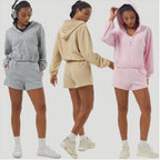Womens Sportswear Workout 100%polyester Hoodie Shorts Set 2446 Set print logo 44