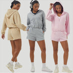 Womens Sportswear Workout 100%polyester Hoodie Shorts Set 2446 Set print logo 45