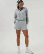 Womens Sportswear Workout 100%polyester Jacket Shorts Set 2446 - shorts print logo 17