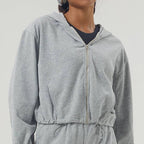 Womens Sportswear Workout 100%polyester Hoodie Shorts Set 2446 - Hoodie  print logo 10
