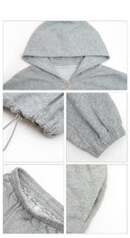 Womens Sportswear Workout 100%polyester Hoodie Shorts Set 2446 - Hoodie  print logo 36