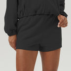 Womens Sportswear Workout 100%polyester Jacket Shorts Set 2446 - shorts print logo 10