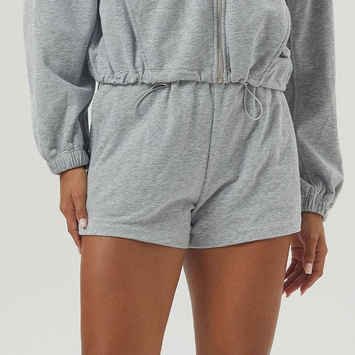 Womens Sportswear Workout 100%polyester Jacket Shorts Set 2446 - shorts print logo 8