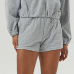 Womens Sportswear Workout 100%polyester Hoodie Shorts Set 2446 Set print logo 14