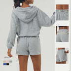 Womens Sportswear Workout 100%polyester Jacket Shorts Set 2446