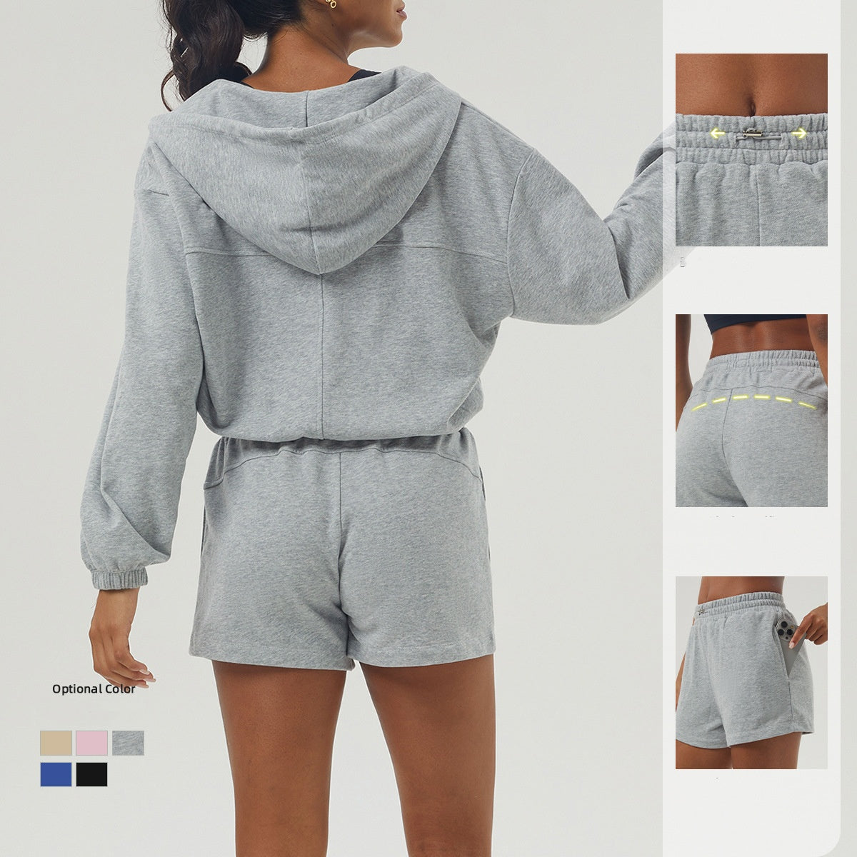 Womens Sportswear Workout 100%polyester Jacket Shorts Set 2446