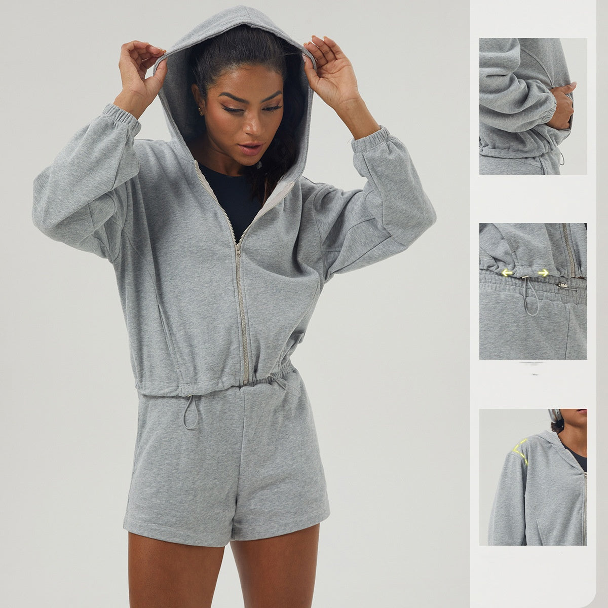 Womens Sportswear Workout 100%polyester Jacket Shorts Set 2446