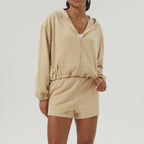 Womens Sportswear Workout 100%polyester Jacket Shorts Set 2446