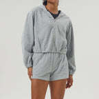 Womens Sportswear Workout 100%polyester Jacket Shorts Set 2446