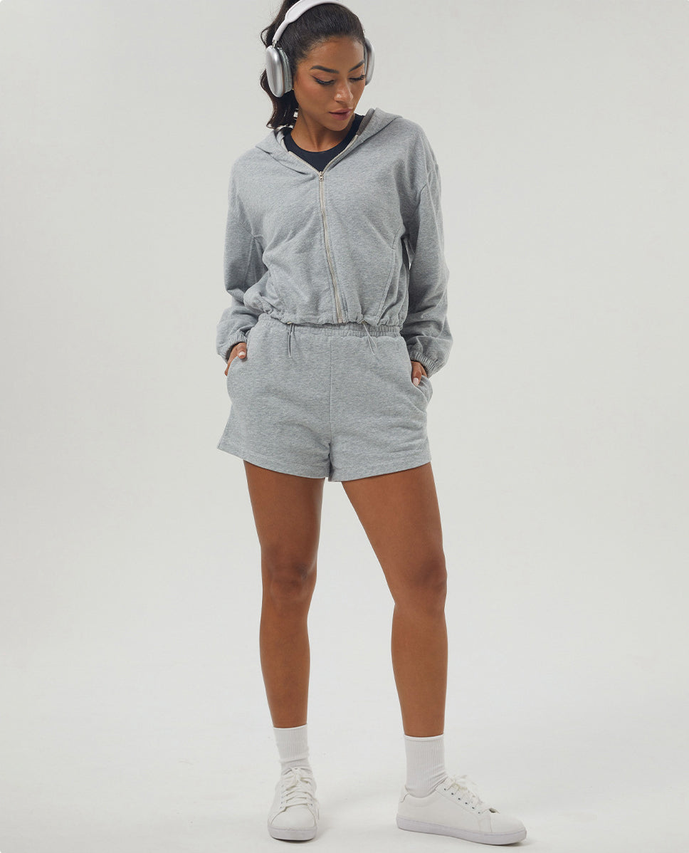 Womens Sportswear Workout 100%polyester Jacket Shorts Set 2446