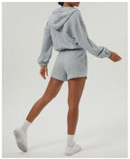 Womens Sportswear Workout 100%polyester Jacket Shorts Set 2446