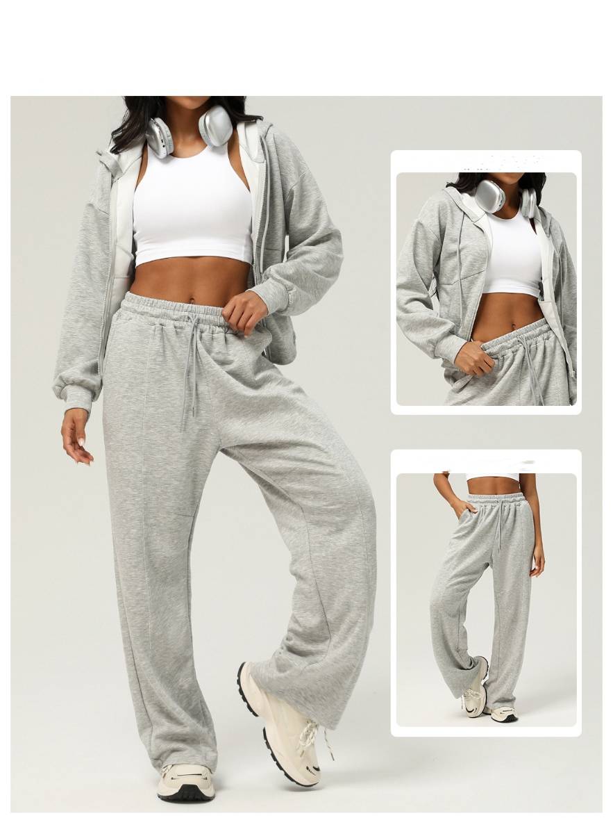 Womens Casual Sports 50%cotton 45%polyester 5%spandex Hoodie Sweatpants Set 2455 - pants print logo 20