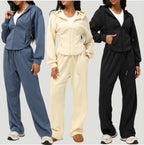 Womens Casual Sports 50%cotton 45%polyester 5%spandex Hoodie Sweatpants Set 2455 Set print logo 41