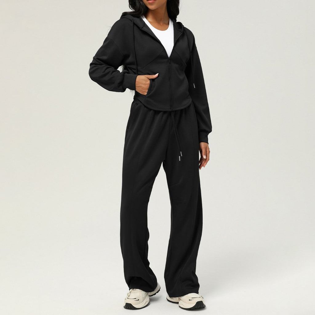 Womens Casual Sports 50%cotton 45%polyester 5%spandex Hoodie Sweatpants Set 2455 - pants print logo 9