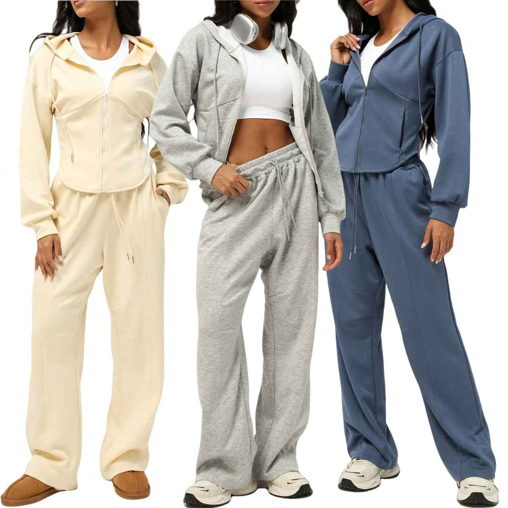 Womens Casual Sports 50%cotton 45%polyester 5%spandex Hoodie Sweatpants Set 2455 - pants print logo 38
