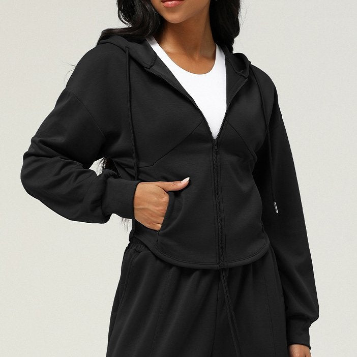 Womens Casual Sports 50%cotton 45%polyester 5%spandex Hoodie Sweatpants Set 2455 - zip hoodie print logo 10