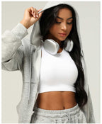 Womens Casual Sports 50%cotton 45%polyester 5%spandex Hoodie Sweatpants Set 2455 Set print logo 29