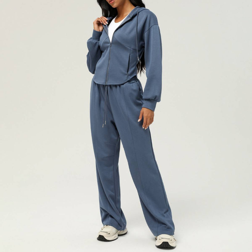 Womens Casual Sports 50%cotton 45%polyester 5%spandex Hoodie Sweatpants Set 2455 Set print logo 1