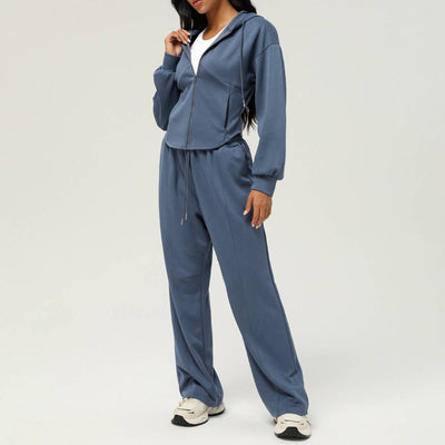 Womens Casual Sports 50%cotton 45%polyester 5%spandex Hoodie Sweatpants Set 2455 Set