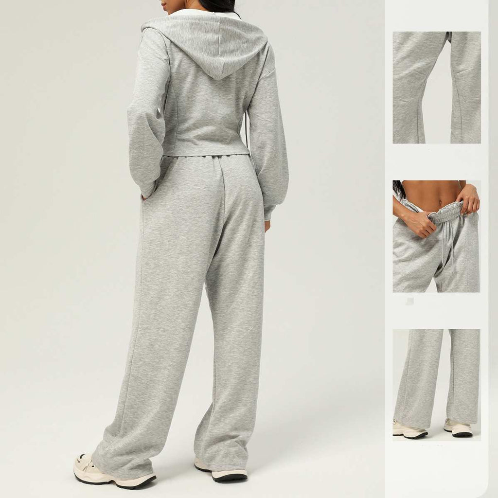 Womens Casual Sports 50%cotton 45%polyester 5%spandex Hoodie Sweatpants Set 2455 - pants print logo 13