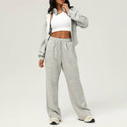 Womens Casual Sports 50%cotton 45%polyester 5%spandex Hoodie Sweatpants Set 2455 Set print logo 22