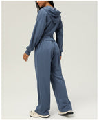 Womens Casual Sports 50%cotton 45%polyester 5%spandex Hoodie Sweatpants Set 2455 - pants print logo 26