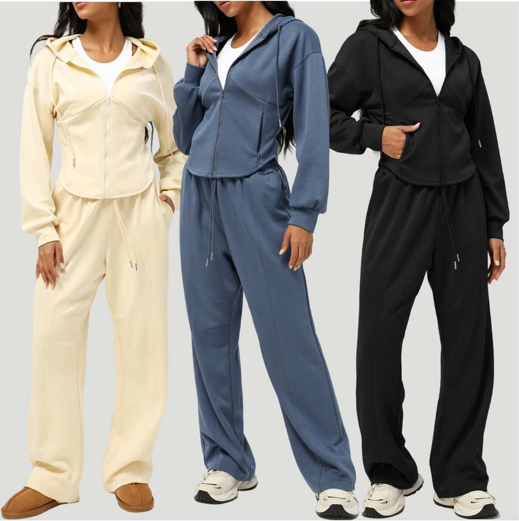Womens Casual Sports 50%cotton 45%polyester 5%spandex Hoodie Sweatpants Set 2455 - pants print logo 34