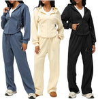 Womens Casual Sports 50%cotton 45%polyester 5%spandex Hoodie Sweatpants Set 2455 - zip hoodie print logo 39