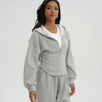Womens Casual Sports 50%cotton 45%polyester 5%spandex Hoodie Sweatpants Set 2455 Set print logo 15
