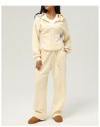 Womens Casual Sports 50%cotton 45%polyester 5%spandex Hoodie Sweatpants Set 2455 Set print logo 34