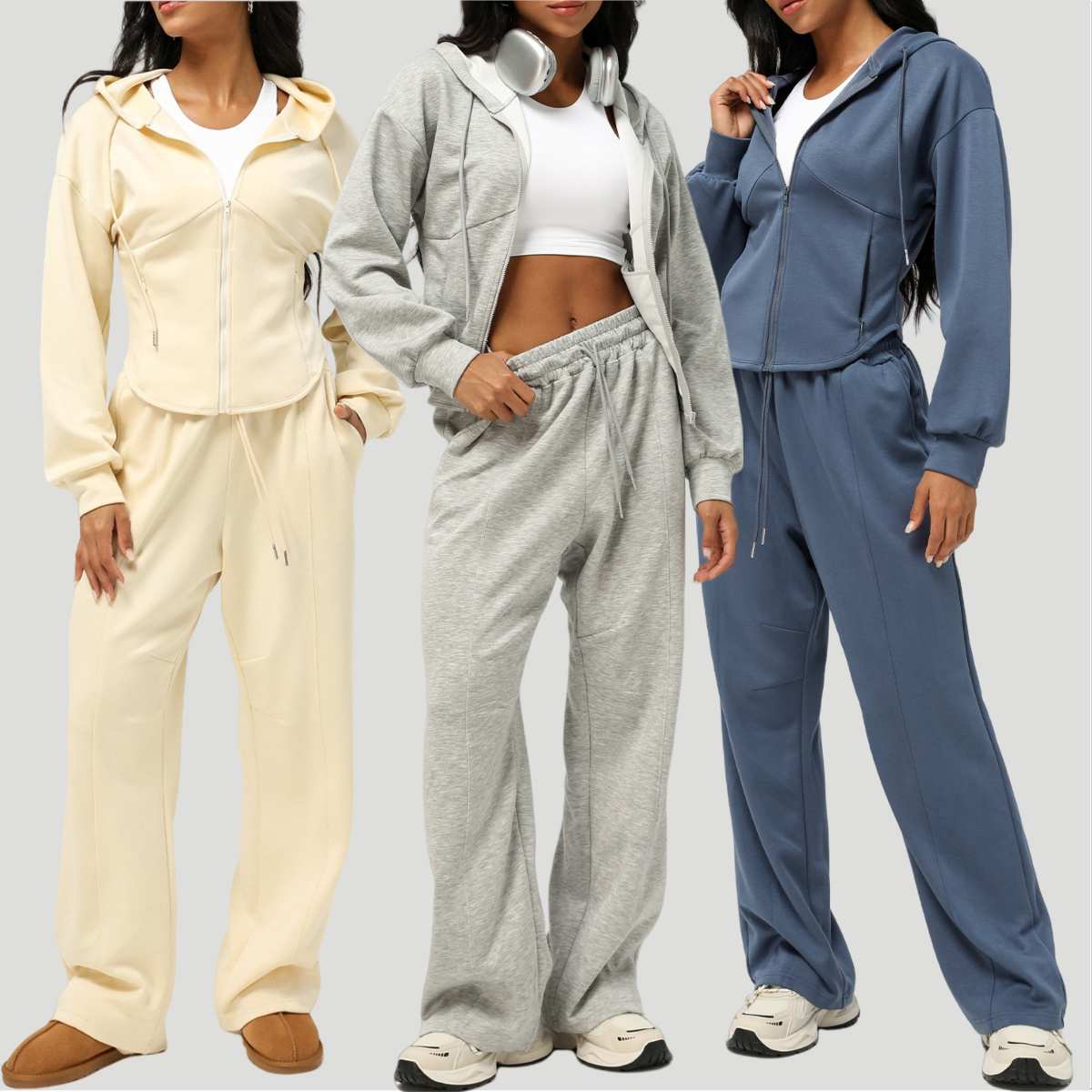 Womens Casual Sports 50%cotton 45%polyester 5%spandex Hoodie Sweatpants Set 2455 - pants print logo 32