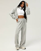 Womens Casual Sports 50%cotton 45%polyester 5%spandex Hoodie Sweatpants Set 2455 - zip hoodie print logo 20
