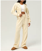 Womens Casual Sports 50%cotton 45%polyester 5%spandex Hoodie Sweatpants Set 2455 - zip hoodie print logo 28