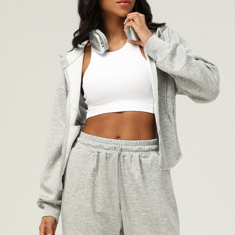 Womens Casual Sports 50%cotton 45%polyester 5%spandex Hoodie Sweatpants Set 2455 Set print logo 10