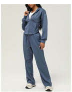 Womens Casual Sports 50%cotton 45%polyester 5%spandex Hoodie Sweatpants Set 2455 Set print logo 31