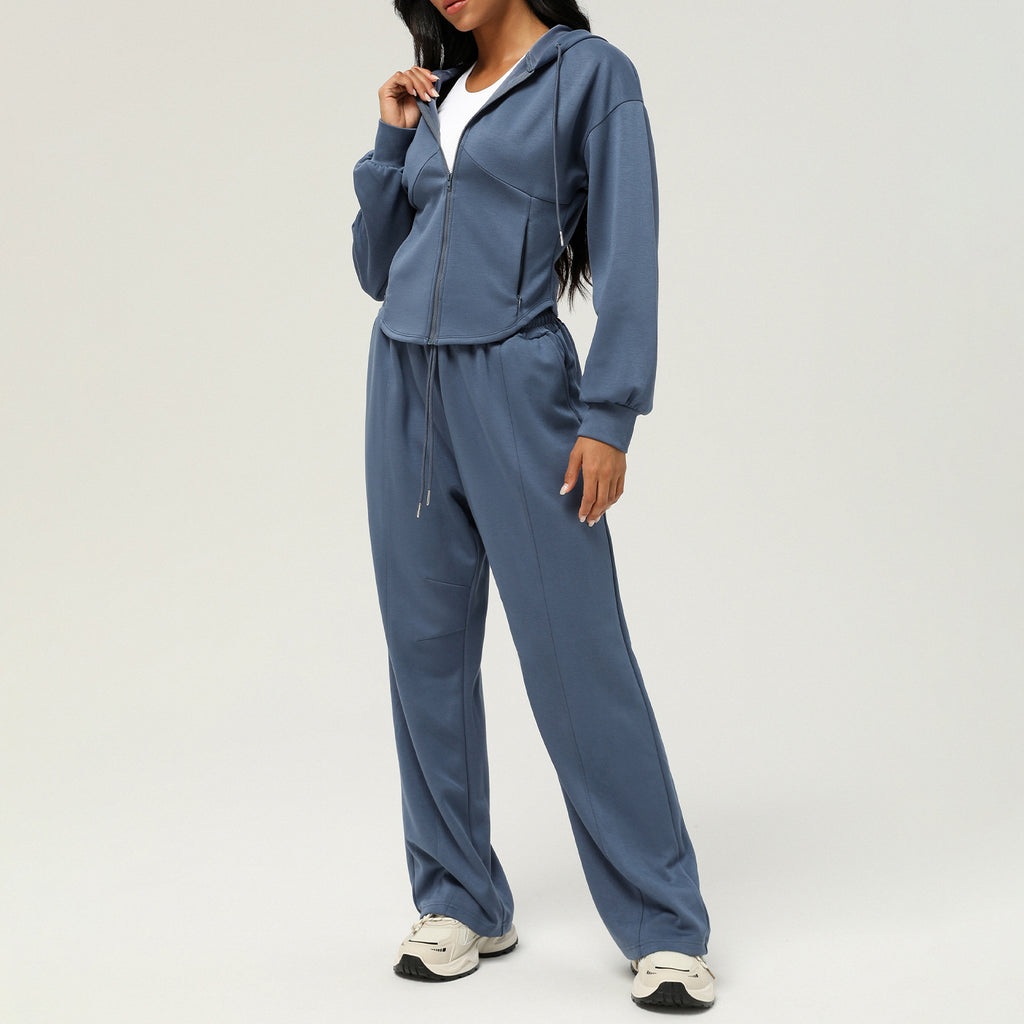 Womens Casual Sports 50%cotton 45%polyester 5%spandex Hoodie Sweatpants Set 2455