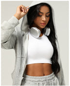 Womens Casual Sports 50%cotton 45%polyester 5%spandex Hoodie Sweatpants Set 2455