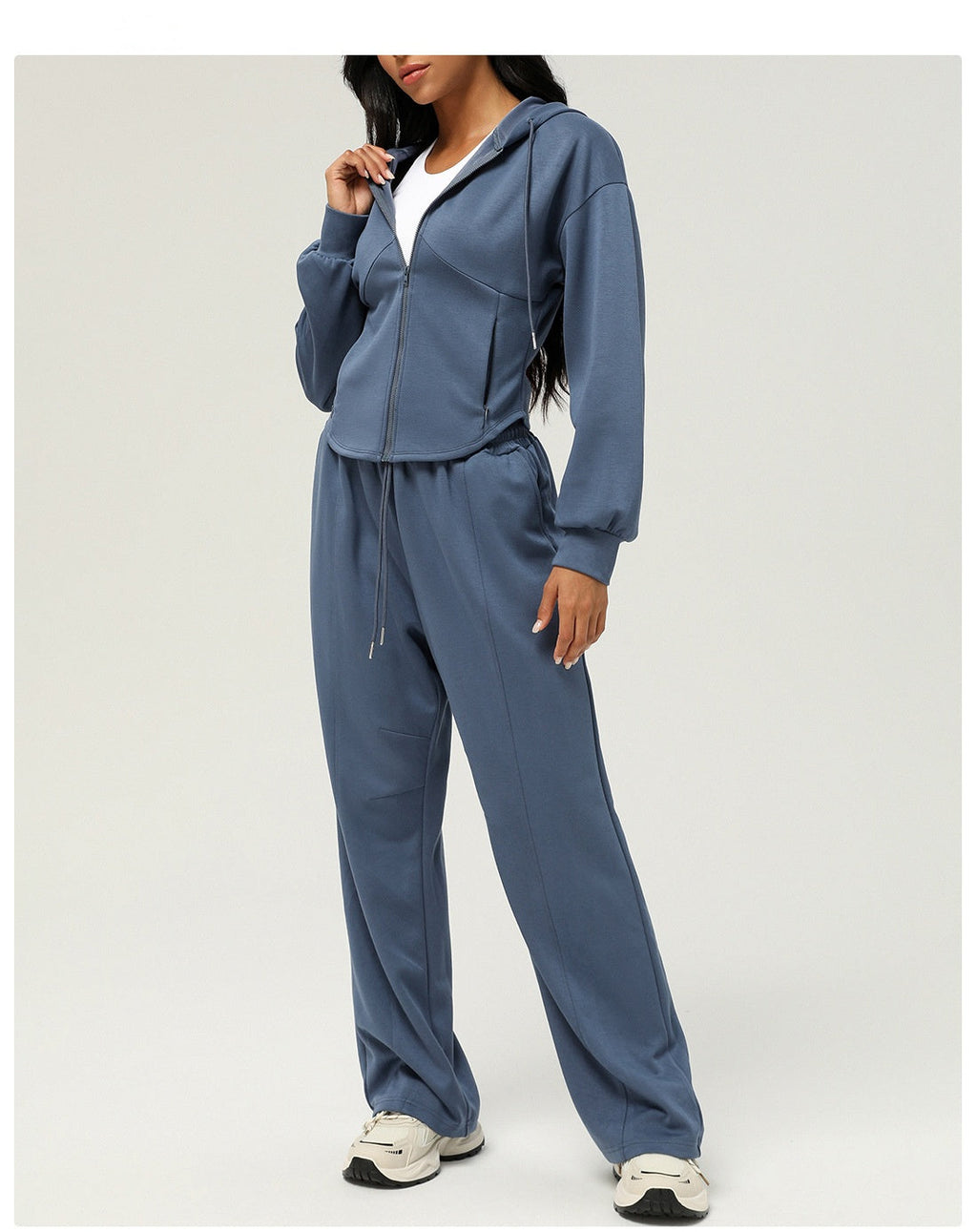 Womens Casual Sports 50%cotton 45%polyester 5%spandex Hoodie Sweatpants Set 2455