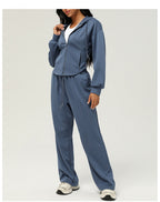 Womens Casual Sports 50%cotton 45%polyester 5%spandex Hoodie Sweatpants Set 2455
