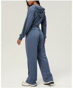 Womens Casual Sports 50%cotton 45%polyester 5%spandex Hoodie Sweatpants Set 2455