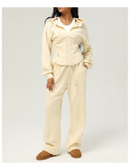 Womens Casual Sports 50%cotton 45%polyester 5%spandex Hoodie Sweatpants Set 2455