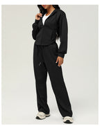 Womens Casual Sports 50%cotton 45%polyester 5%spandex Hoodie Sweatpants Set 2455