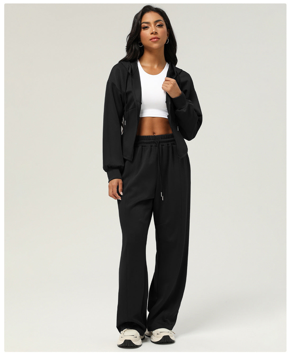 Womens Casual Sports 50%cotton 45%polyester 5%spandex Hoodie Sweatpants Set 2455